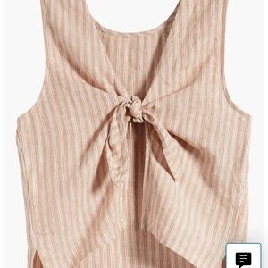 Madewell Striped Scoop Neck Tie Back Linen Tank